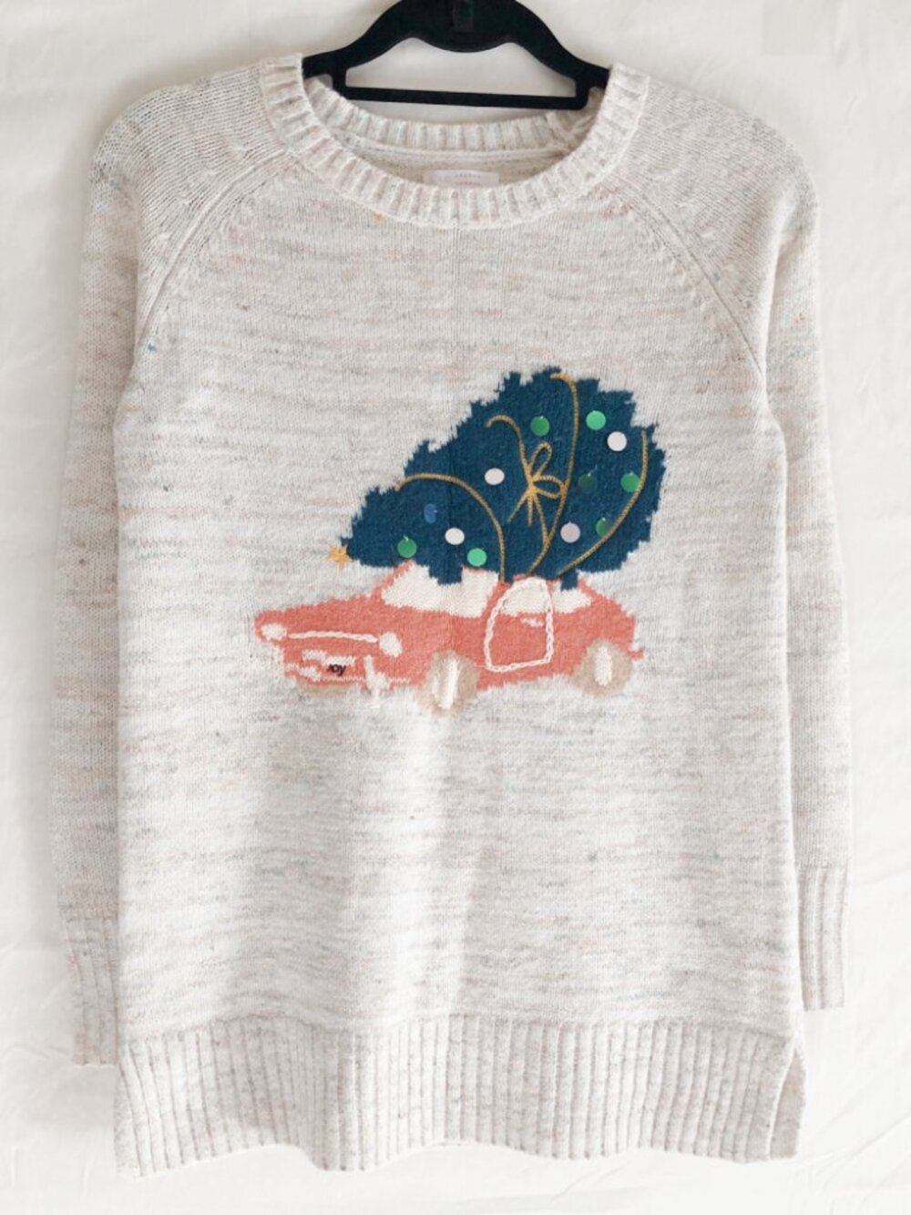 LC Lauren Conrad "Joy" Beige Speckle Christmas Sweater Size XS